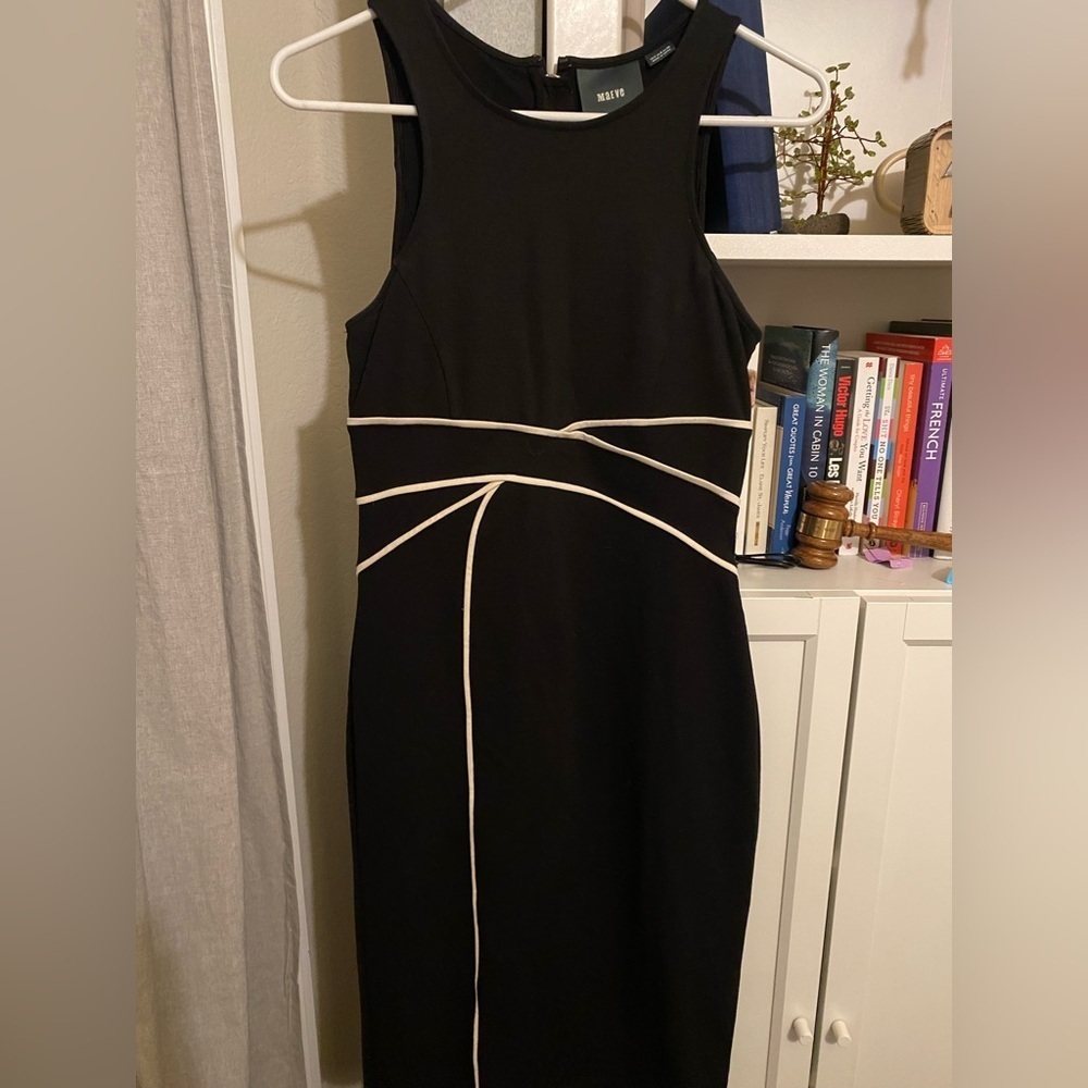 Anthropology Maeve Elegant Black and White Dress